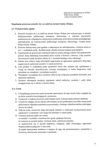 regulamin przewozu uczniów do i ze szkół 2-4